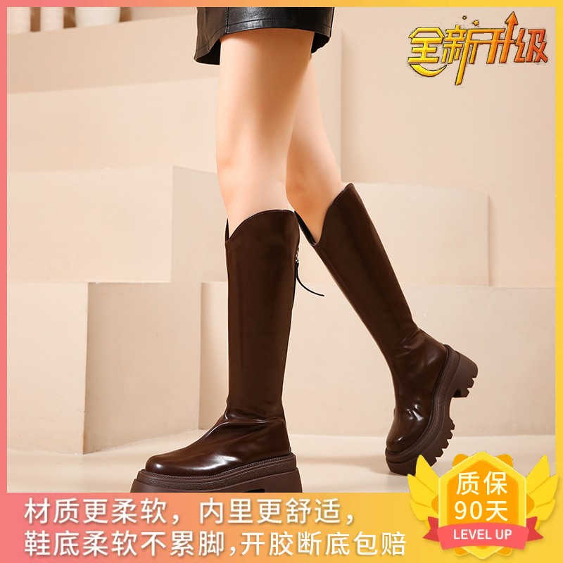 V-mouth long boots warm cotton boots retro knight boots