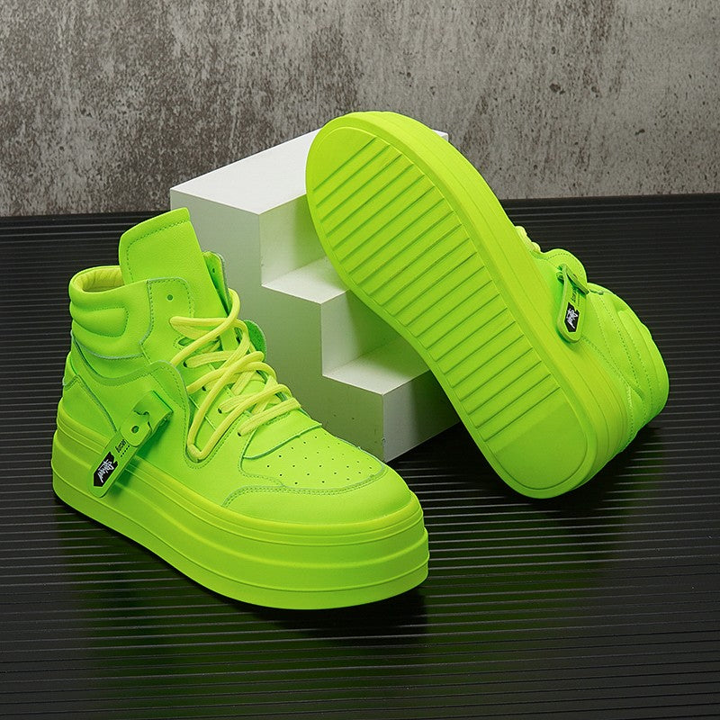 Night club trendy shoes fluorescent green sneakers