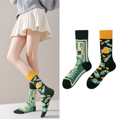 Trendy socks original men and women cartoon creative middle tube cotton socks