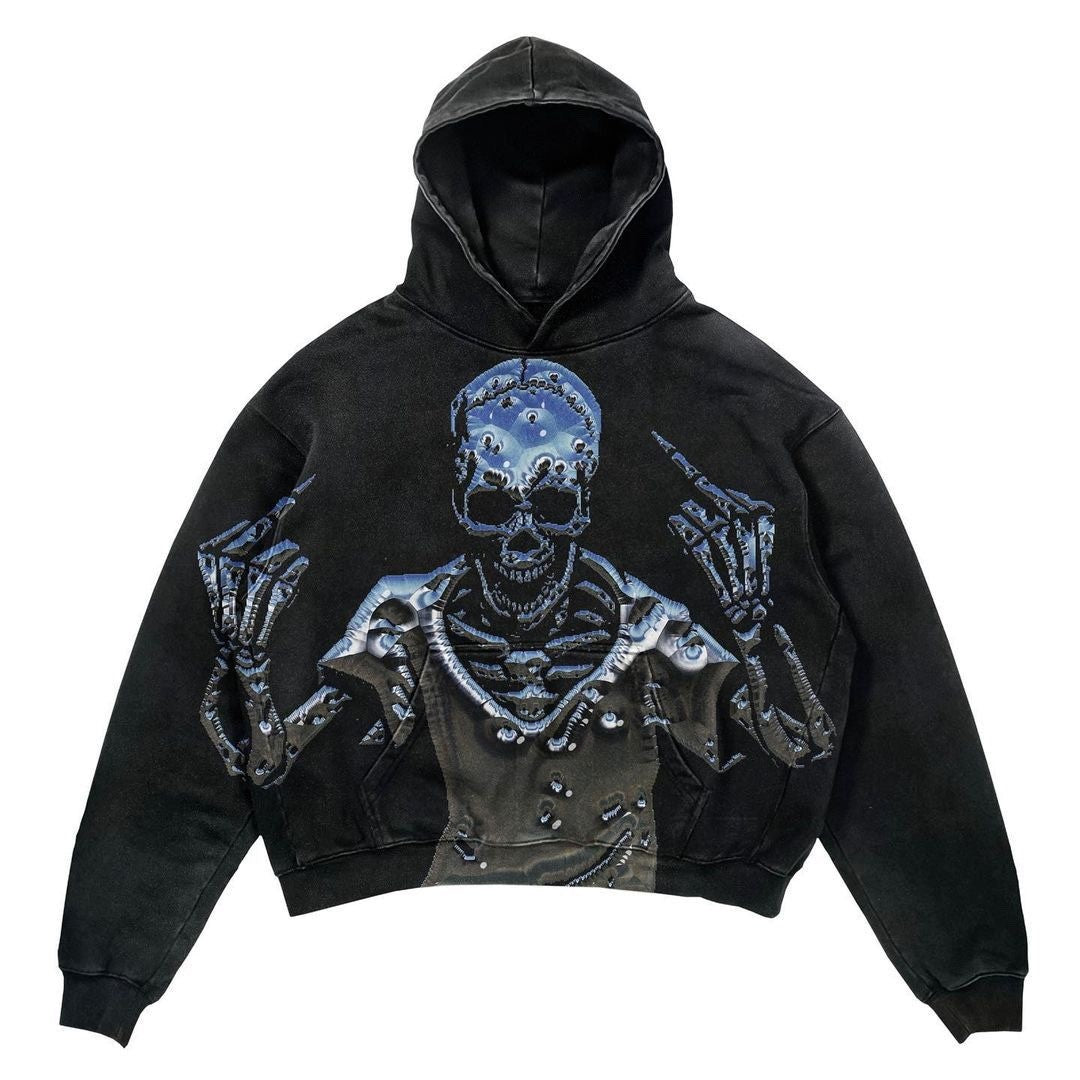 Oversize Ice Punk Design Printed Hip hop Hoodie Streetwear Gothic pullover