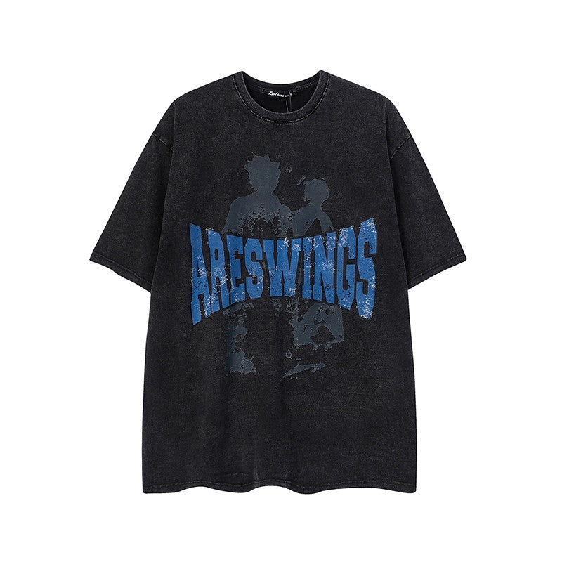 Asian oversize washed distressed unisex T-shirts