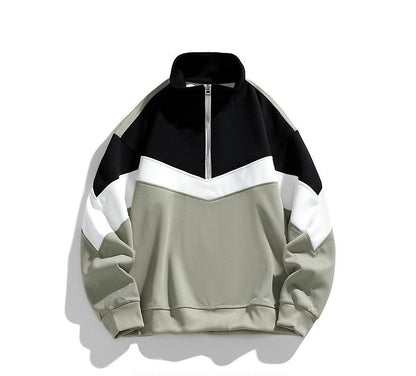 Hoodies front half zipper patchwork pullover unisex couple top