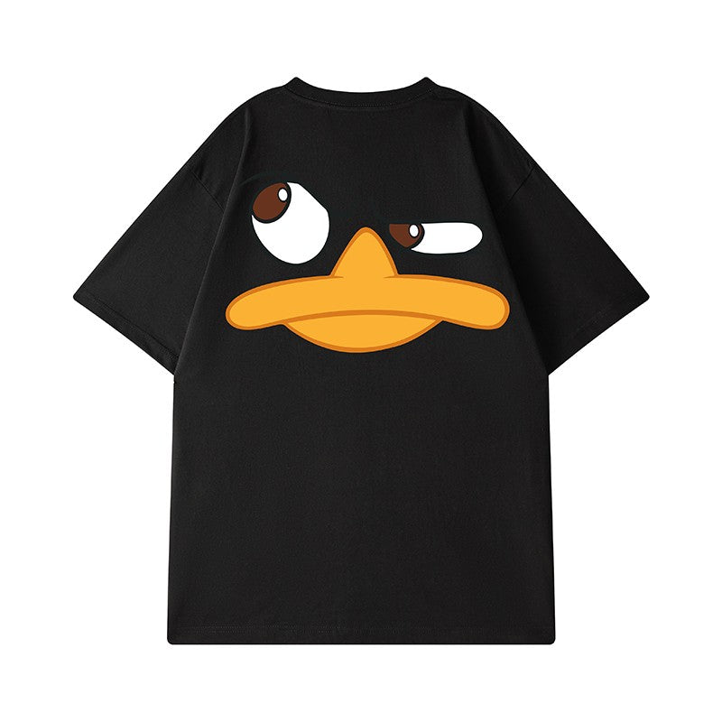 Unisex poof duck print T-shirt men's large size wear