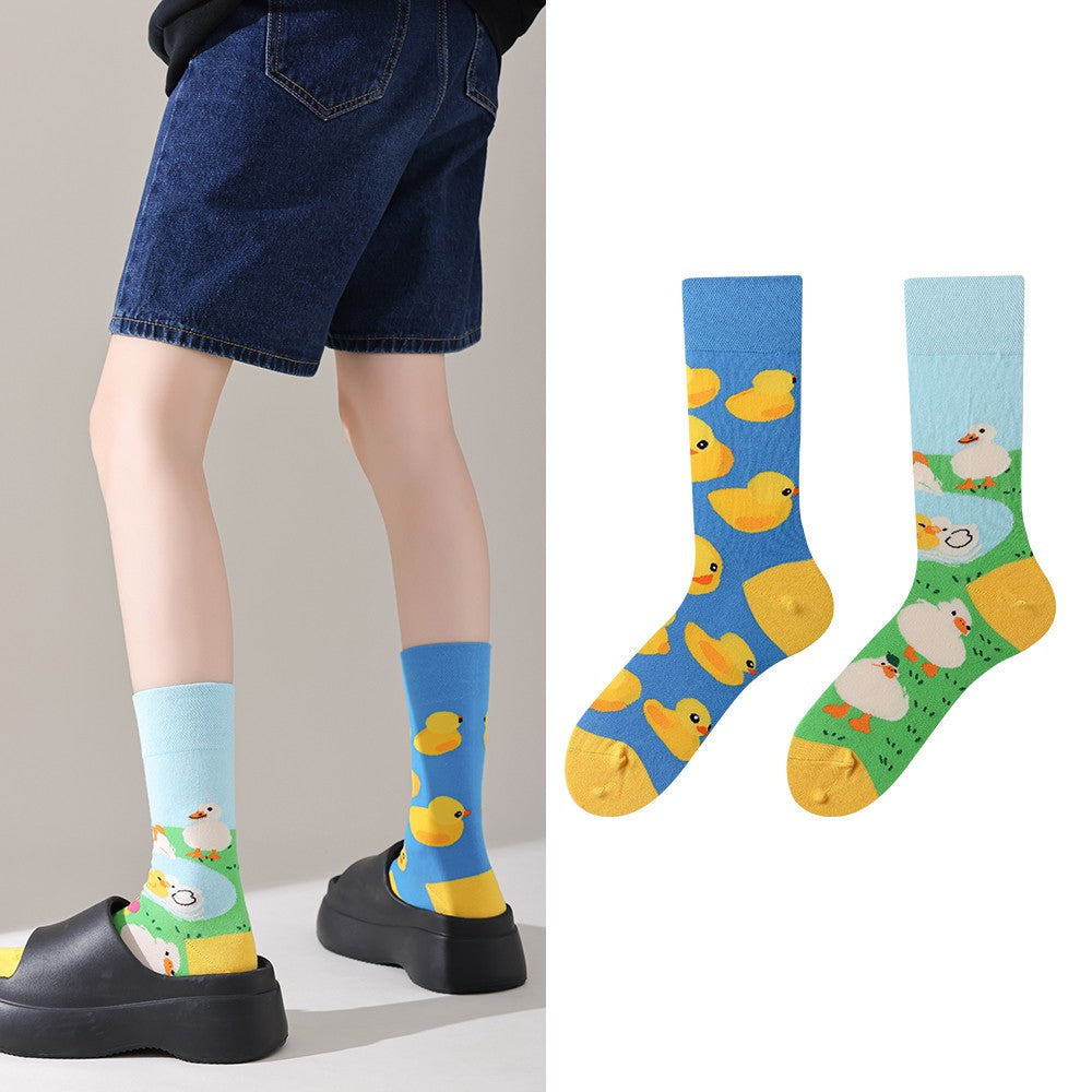 Trendy socks original men and women cartoon creative middle tube cotton socks