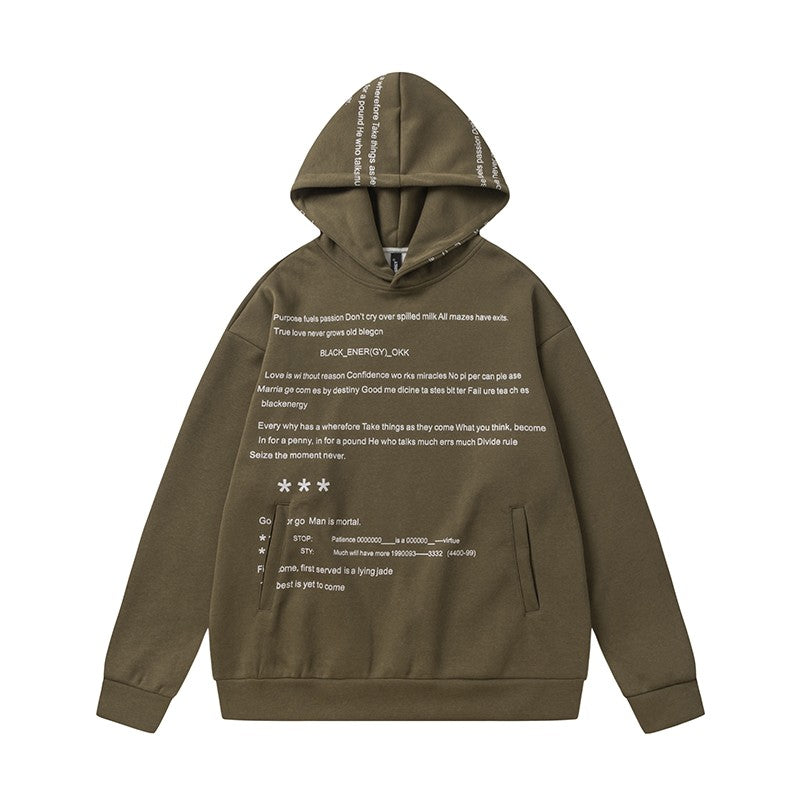 Early Hip Hop Unisex Letter Print Fashion Hoodies Loose Pullover