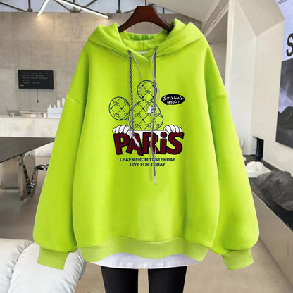 Hoodies cartoon letter mid-length jacket