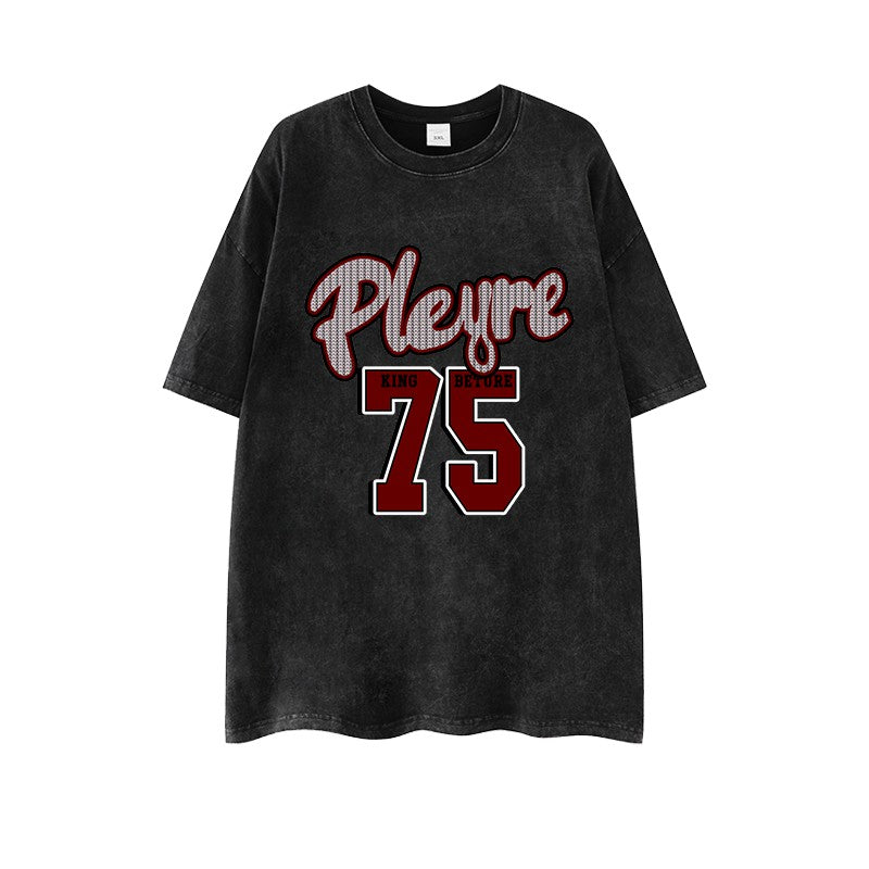 Player t-shirt unisex washed pure cotton distressed oversize top