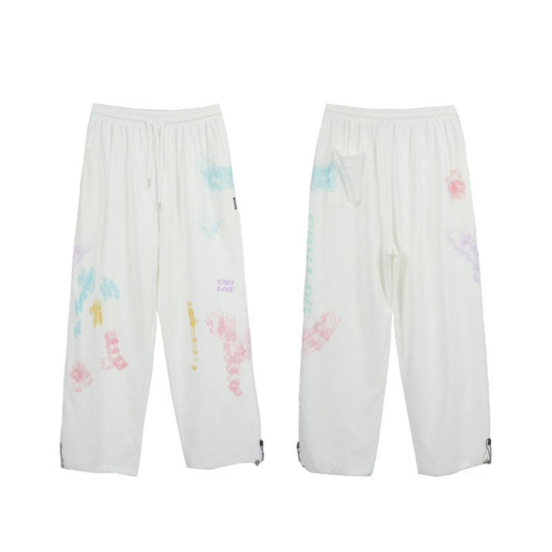 Tie die pants white printed hip-hop sweatpants