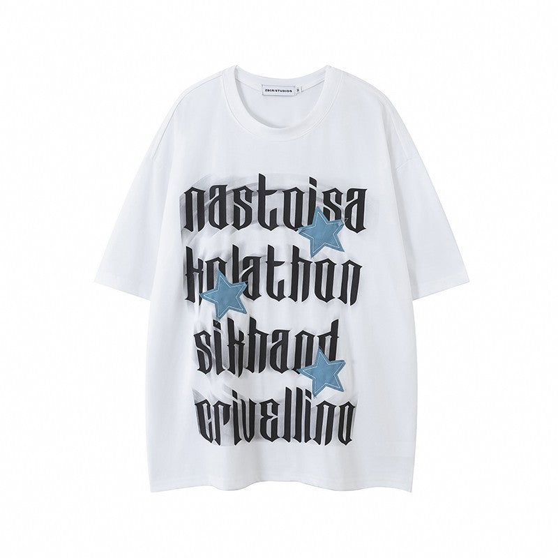 Original Personalized Smear Letter Round Neck T-shirt Oversize