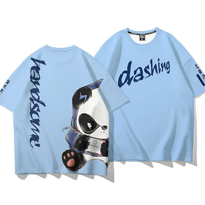 Panda Graphic T-shirt Unisex Summer Five-quarter Sleeve