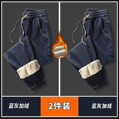 Warm denim jeans for men thickened autumn winter cold resistant trouser men pants