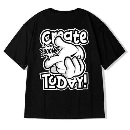 T-shirt today later print men's hip-hop trendy oversize unisex T-shirt