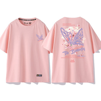 Original design loose half-sleeved butterfly T-shirt