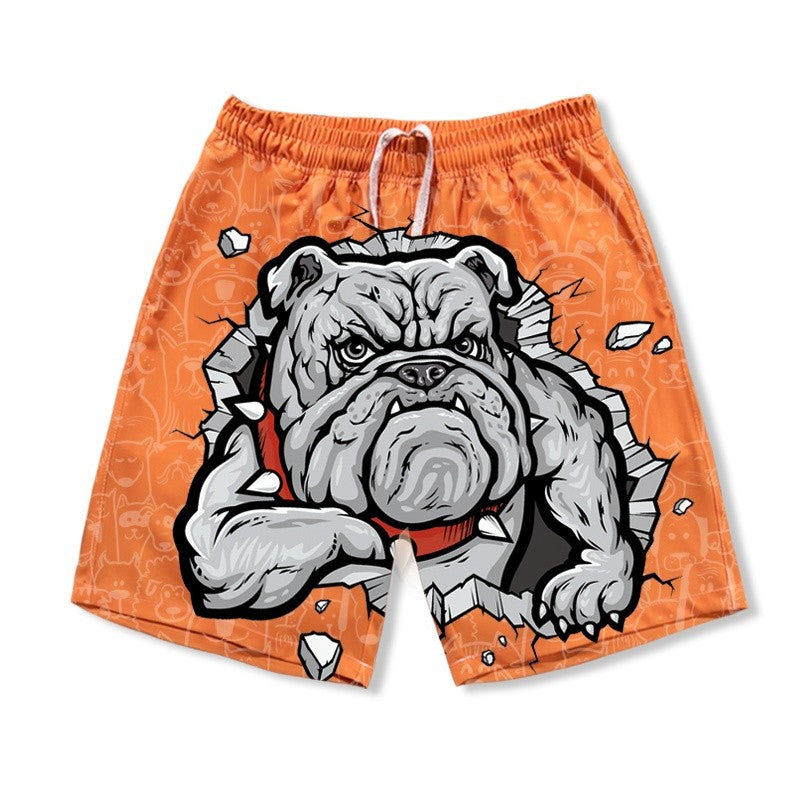 Domineering Dog Printed Beach Pants Men's Shorts