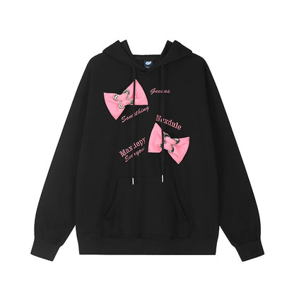 Pink bow women oversize hoodies