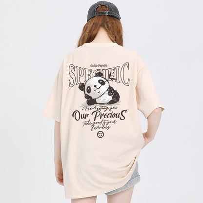 Panda T-shirt coffee American retro pure cotton