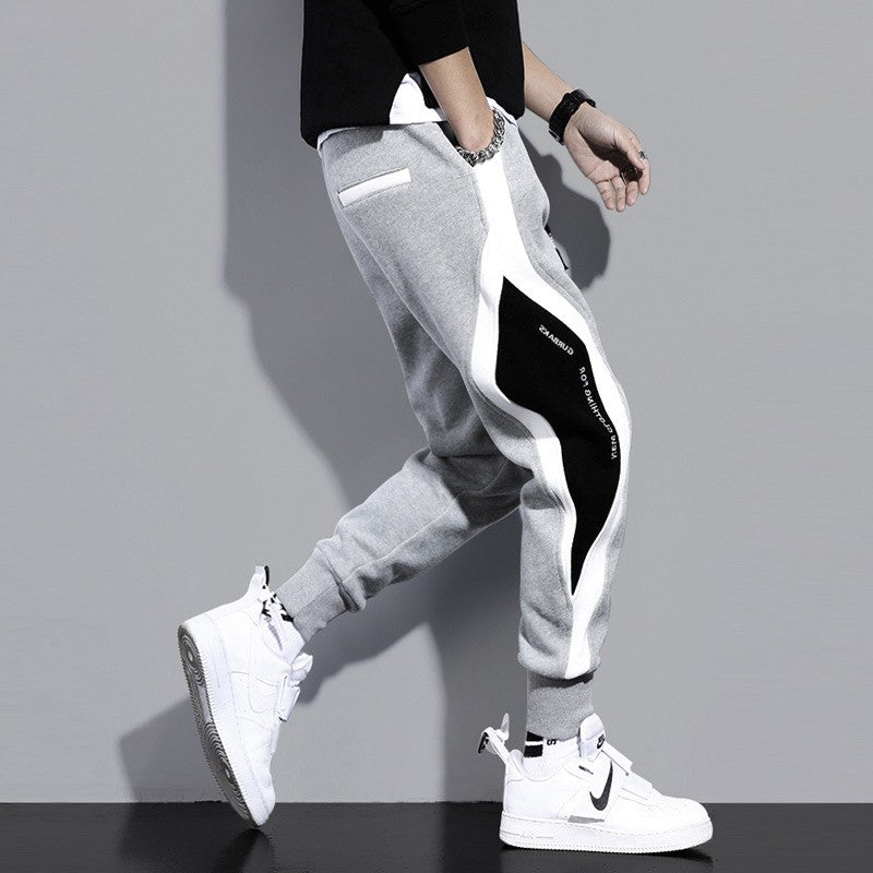 Men's sweatpants loose black splicing harem pant