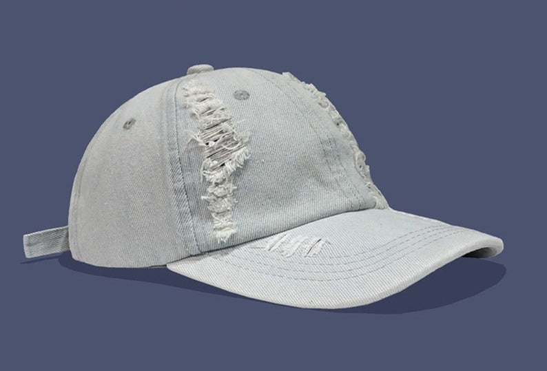 Men's retro denim hole baseball cap