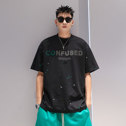 Men colore splash T-shirt men's summer couple tee