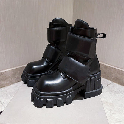 Chunky shoes heel ankle boots elegant mid boots