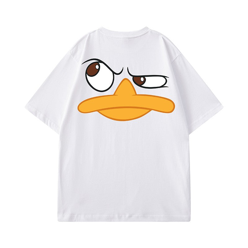 Unisex poof duck print T-shirt men's large size wear