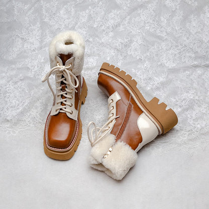 Lamb wool Martin boots for women warm snow boots