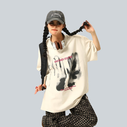 Washed printed short-sleeved T-shirt men and women loose oversize tops