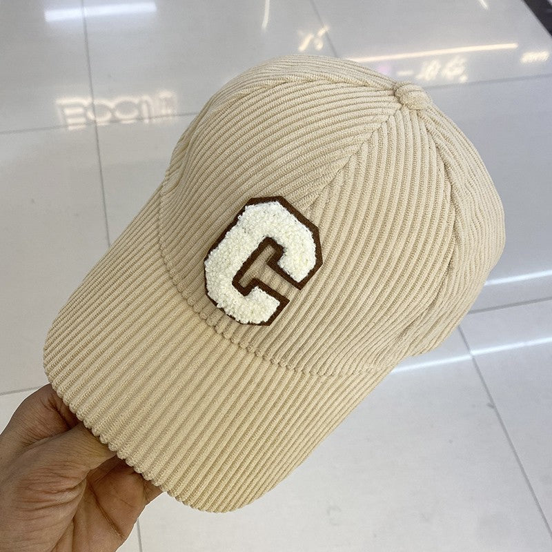 Corduroy peaked hat visor baseball cap