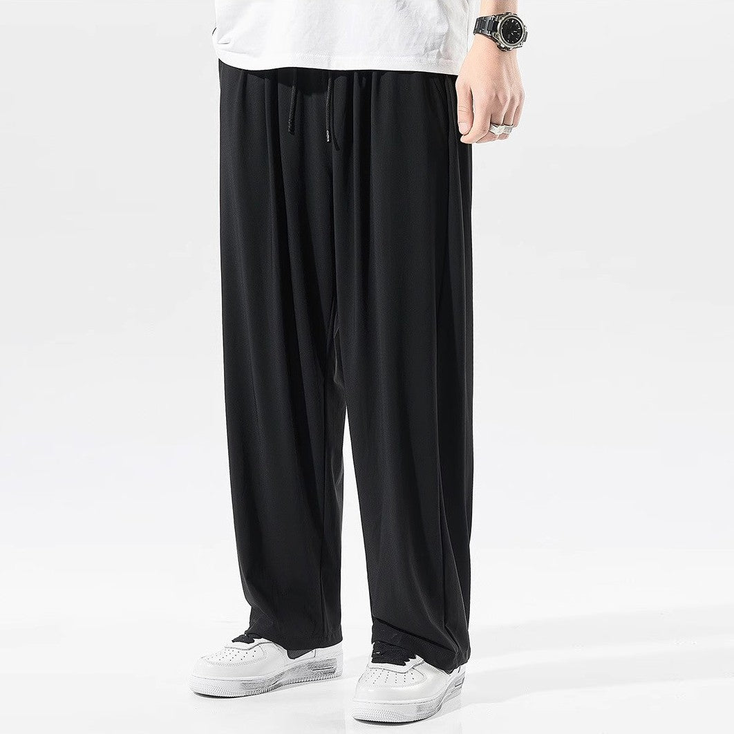 Wide-leg plus plus size gray straight pants large size loose sports casual men's trouser pants