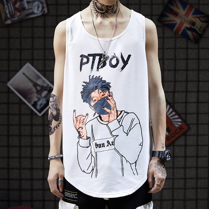 Vest men's oversize loose sleeveless t-shirt basketball top