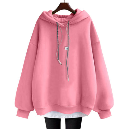 Black hoodie women's loose medium length hoodies