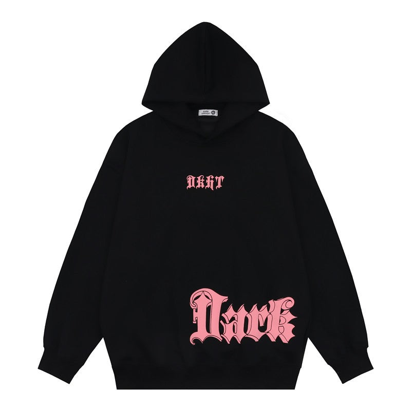 Gothic letter print hoodies sweatshirt for women loose top