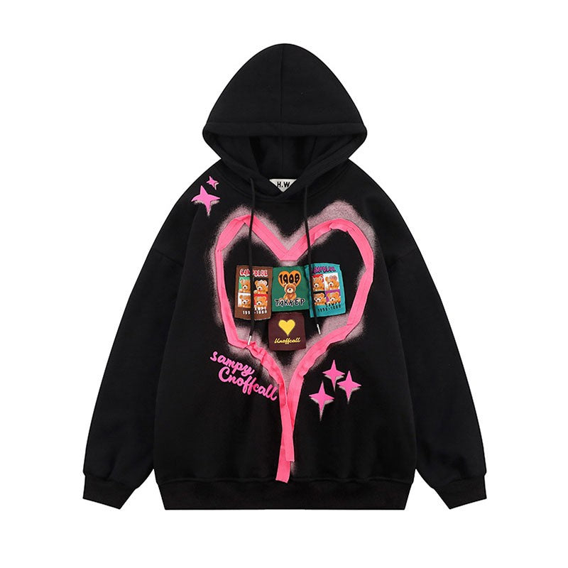 Love Embroidered Fabric Women Hoodies