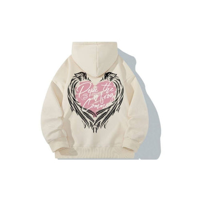 Handdrawn Graffiti Hoodied Love Wings Unisex Couple hoodies