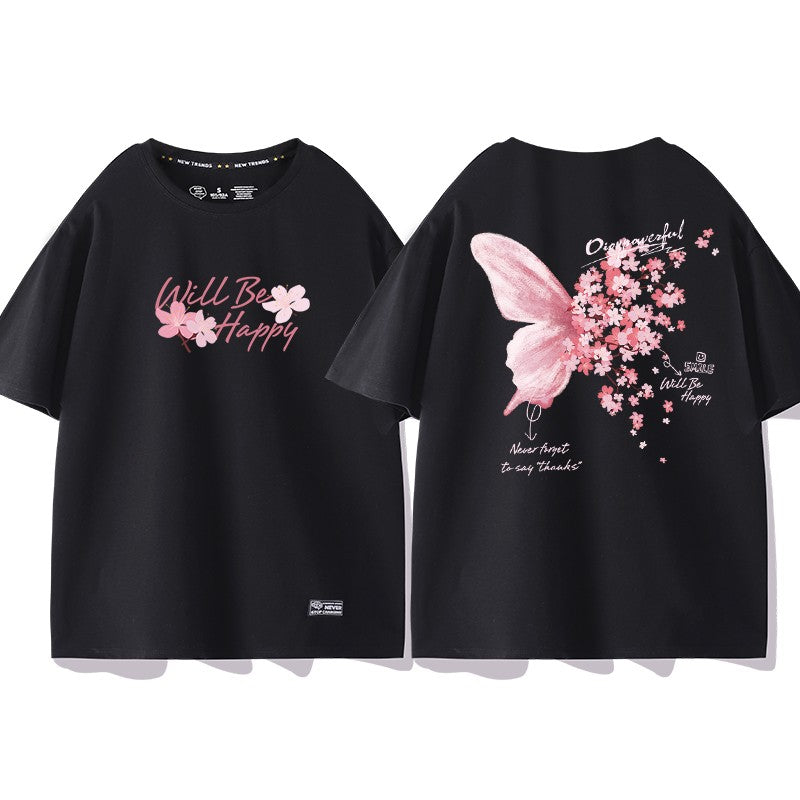 Butterfly t-shirt women's summer wear