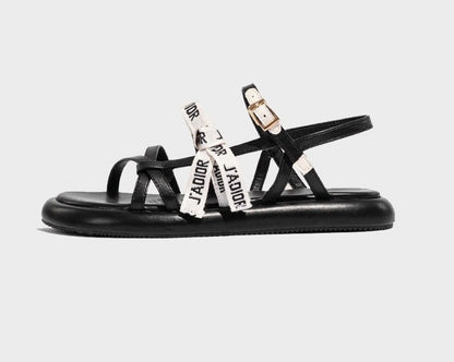 Cross strap sandals for women letter strap flat shoes