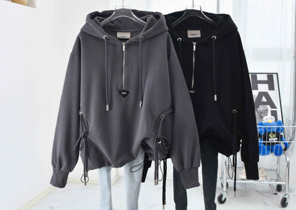 sweatshirt hooded half-zip women's