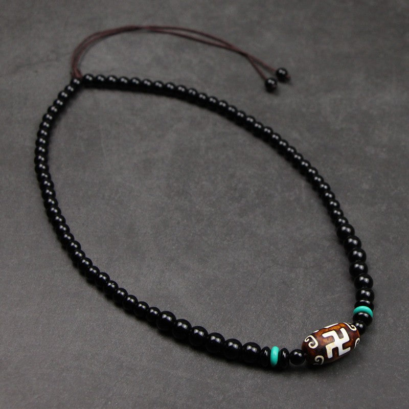 Ancient beaded men's fashion simple stretchable collarbone necklace