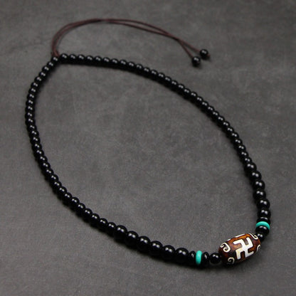 Ancient beaded men's fashion simple stretchable collarbone necklace