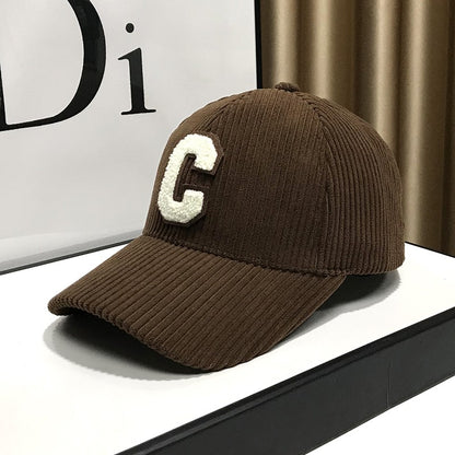 Corduroy peaked hat visor baseball cap