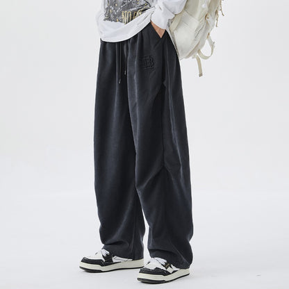 Winter men's trousers wide leg straight trousers versatile loose pants