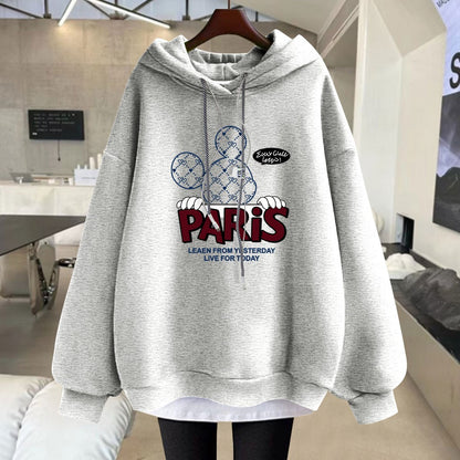 Hoodies cartoon letter mid-length jacket