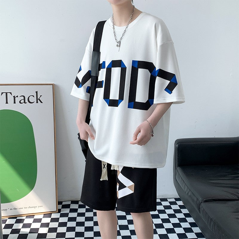 Set t-shirt sports suit men tee unisex couple street wear