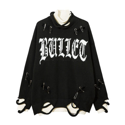 Unisex sweater ripped fake loose high street vibe