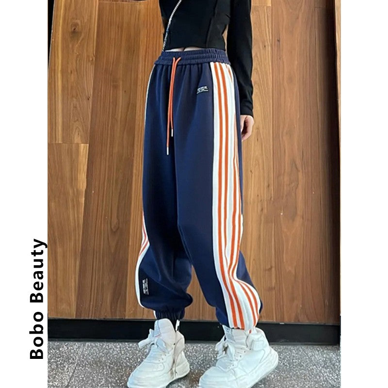 Harem pants sports side webbing sweatpants