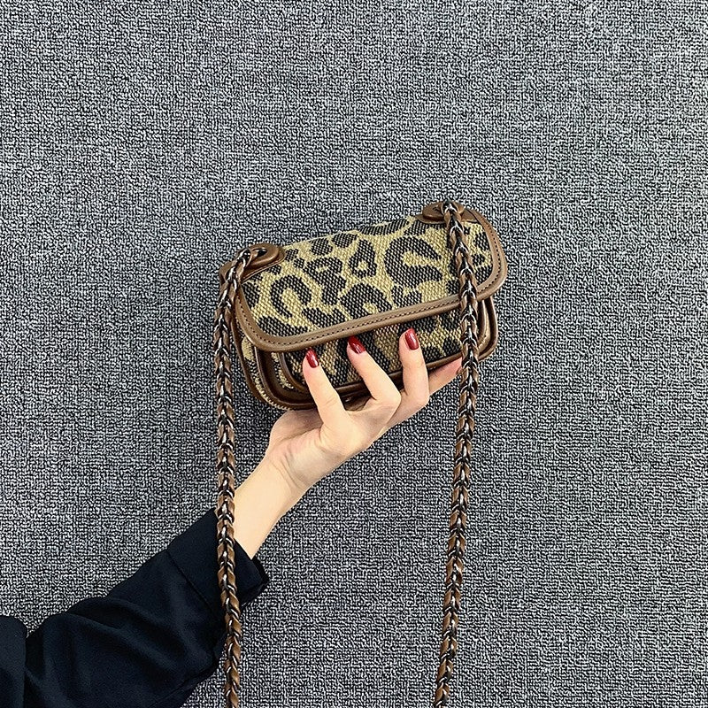 Leopard print canvas super women's crossbody bag