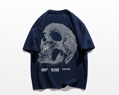 Oversize t-shirt vintage street hip-hop skull print cotton T-shirt