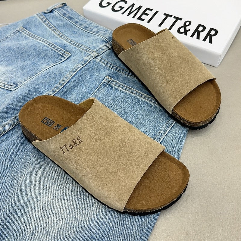 Cork Birkenstock slippers for women thick-soled summer sandals