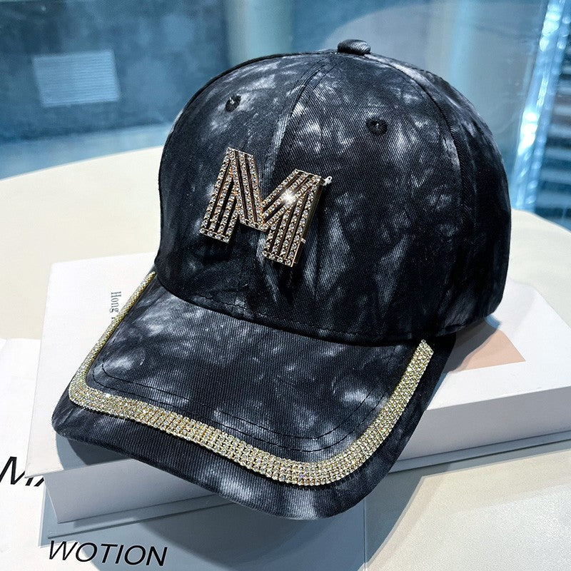 Sun baseball cap women's baseball hat rhinestone M-letterp lp