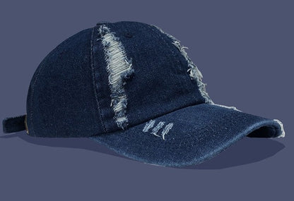 Men's retro denim hole baseball cap